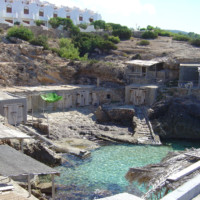 Fishing harbour in the cove of Cala Tarida